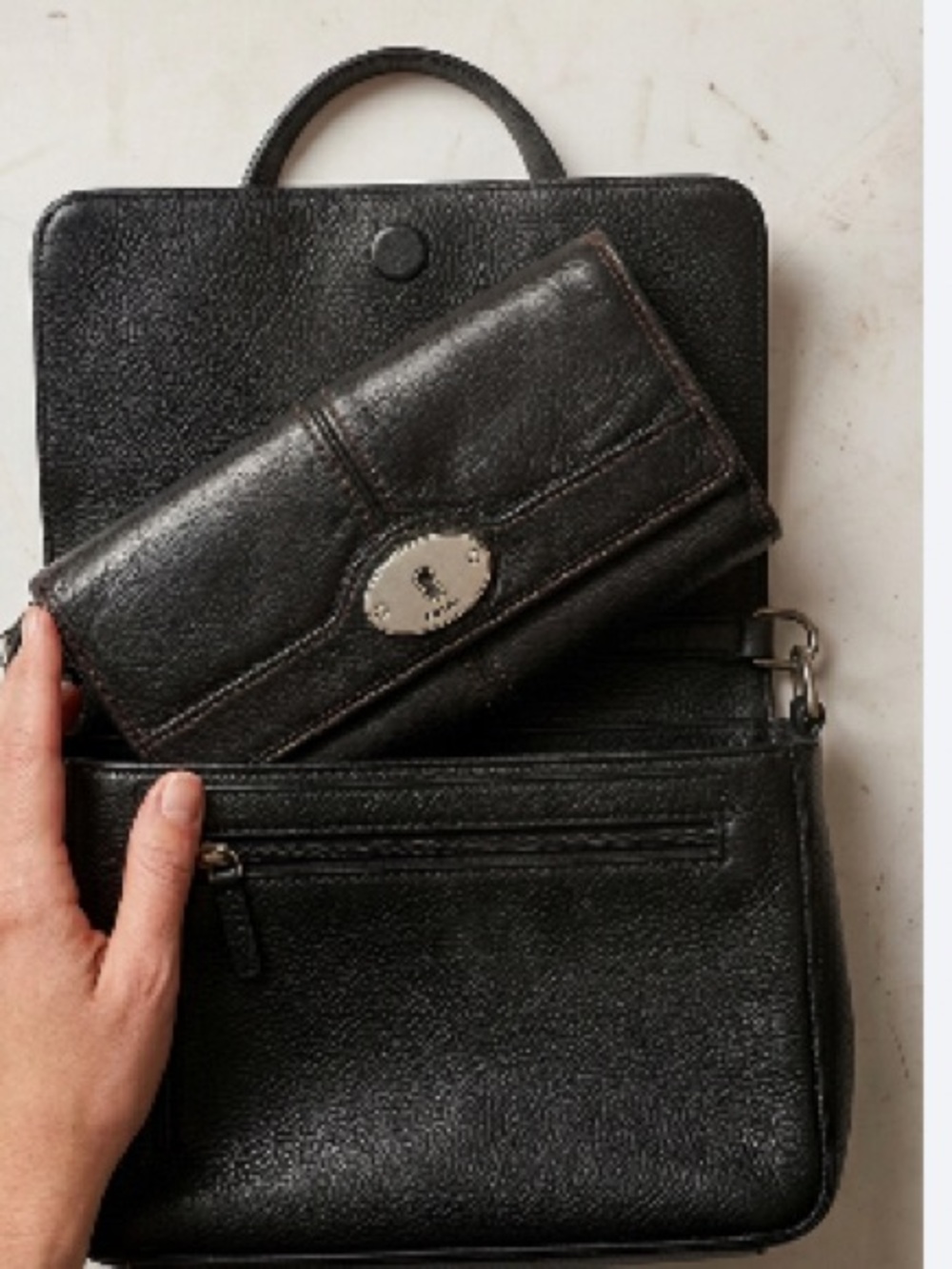 Fossil Classic Black Leather Wallet with External Zip Pocket